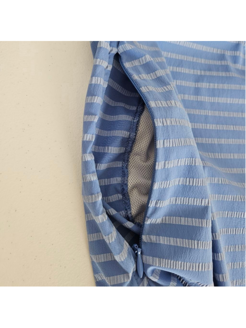 L.L.Bean Blue Striped Roll Tab Sleeve Button Down Shirt Sz L Outdoor Hiking - Picture 10 of 12
